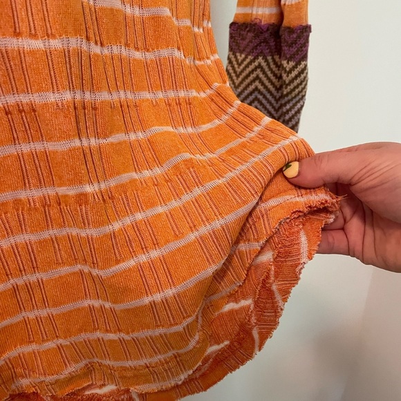 Free People Stripped Alpine Knit Crochet Long Sleeve Top - Picture 7 of 11